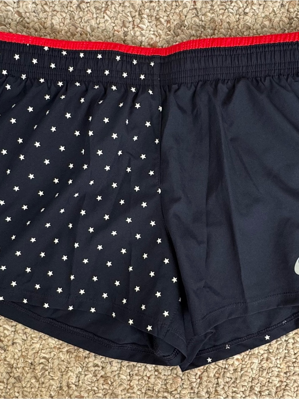 Nike Women’s Navy Star-Print Running Shorts with Red Waistband